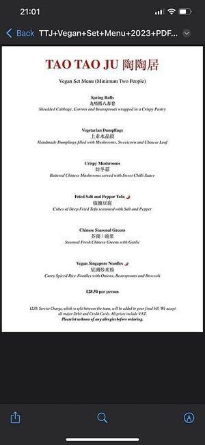 Set menu   at Tao Tao Ju in London