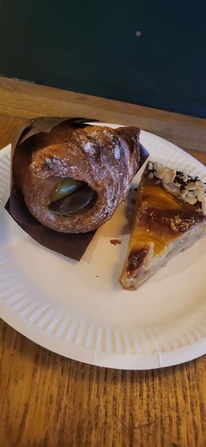 Passionfruit chuffing and apricot frangiapane at Truffle Hounds Chocolate in Exeter