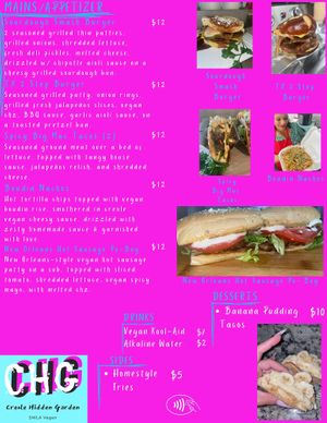 Menu for 7/4/24 & 7/5/24. at Creole Hidden Garden in Lake Charles