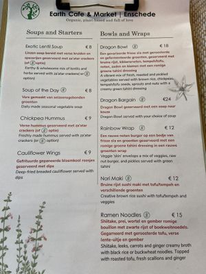 Menu Jan 2024  at Earth Cafe - Maybe closed in Enschede