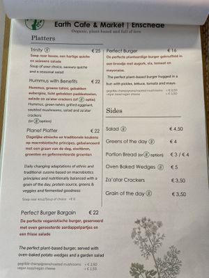 Menu Jan 2024  at Earth Cafe - Maybe closed in Enschede