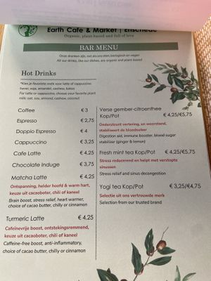 Drinks menu Jan 2024  at Earth Cafe - Maybe closed in Enschede