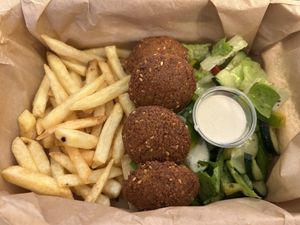 Falafel box (ask for vegan)  at Yalla Yalla Lebanese Food in Rome