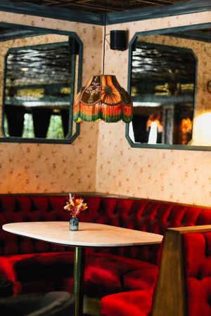 Indoor dining inspired by NYC and French Bistros   at Avant Garden Bistro in Los Angeles