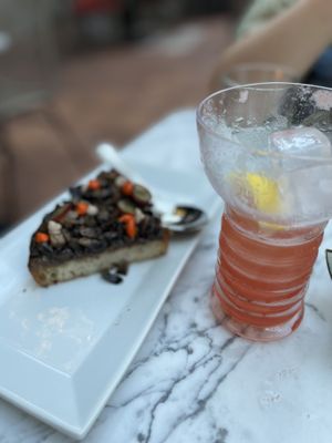 Cremini toast 😍 and a fun strawberry-based drink  at Avant Garden Bistro in Los Angeles