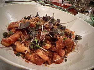 Black Garlic Puttanesca   at Avant Garden Bistro in Los Angeles