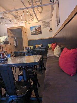 Seating at Vegan Vibes Cafe & Juice Bar in Philadelphia
