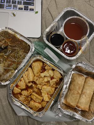 My order. Came with extra sauces😄 at Ristorante Shanghai da Liu in Siena