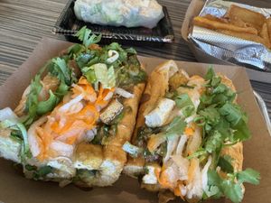Bahn mi and tofu rice paper roll   at Yummi Banh Mi in Salisbury