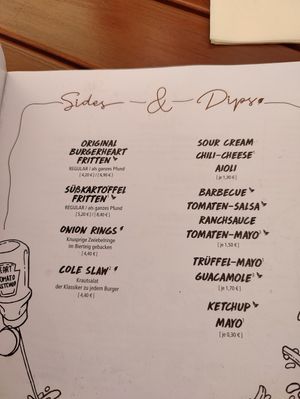 Menu at Burgerheart in Karlsruhe