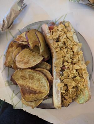 Pancho con batata at Coma Veggie in Buenos Aires