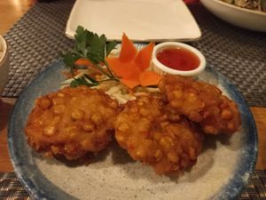 Sweetcorn fritters at Thara Thai in Bromley