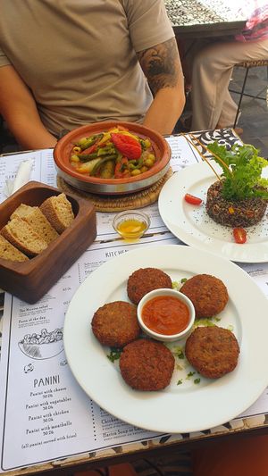 Vegetable tajine, falafel and quinoa salad at The Moorish Kitchen & Coffee in Marrakech
