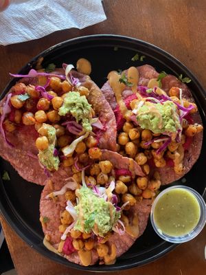 Yummy chick pea tacos on corn tortilla  at Maria Cruz Cuisine in Mcallen