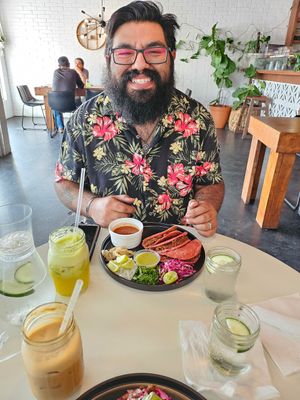 Quesabirria tacos and harmony juice at Maria Cruz Cuisine in Mcallen