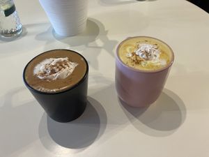 morning grind and golden lattes  at Maria Cruz Cuisine in Mcallen