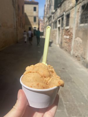 Apricot ice cream  at Alaska Gelateria in Venice