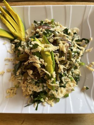 Green chilaquiles   at Burbuja para Conejos in Tulum