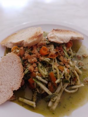 Zuccini pesto pasta at Burbuja para Conejos in Tulum