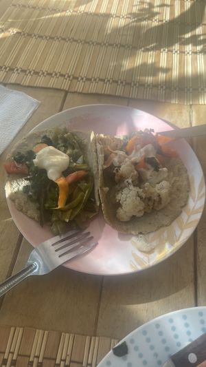 Cauliflower and cactus tacos  at Burbuja para Conejos in Tulum