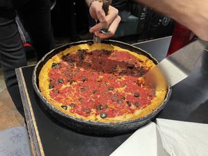 Deep dish pizza  at Gino's East - South Loop in Chicago