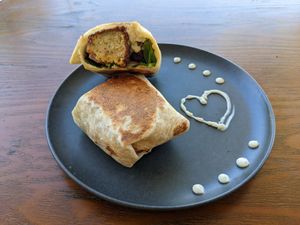 Falafel wrap at Charlie's Raw Squeeze in West End