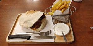 Falafel pitta. Comes with fries. at Shoshana in Bangkok