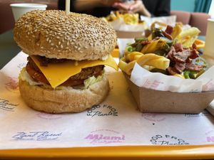 Burger and loaded fries   at The Sunny Burger Co. in Amsterdam
