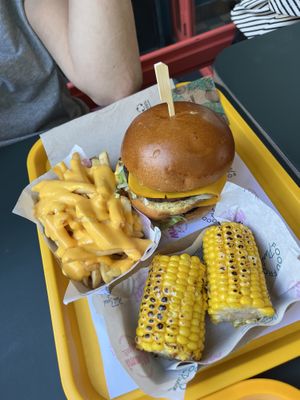 Burger menu and corn cob   at The Sunny Burger Co. in Amsterdam