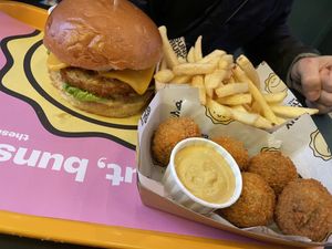 Chicken burger and bitterballen  at The Sunny Burger Co. in Amsterdam