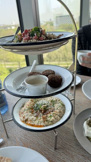 Couscous with lentils, falafel and babaganoush   at NENI in Berlin