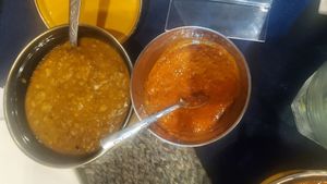 Dhall with hot sauce at The Himalayan Restaurant in Istanbul