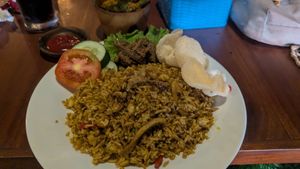 Curry fried rice with rendang at Black Forest Cafe in Yogyakarta
