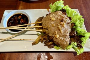 Mushroom satay  at Black Forest Cafe in Yogyakarta