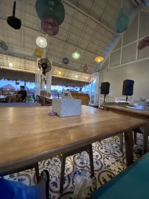 Upstairs open air dining   at Nyom Nyom in Tibubeneng