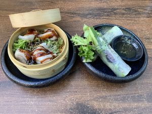 Summer rolls and dumplings  at Buddha Bowl in Osnabrueck