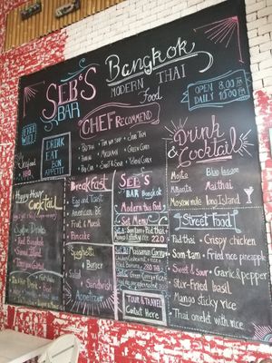 Menu at Seb's in Bangkok