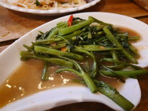 Morning glory (the dish was full but we started eating before remembering a photo!) at Seb's in Bangkok