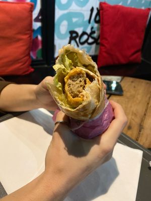 rainbow with ketchup, they ran out of peanut sauce   at Uapami in Poznan