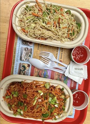 Noodles with vegetables and also fried rice with vegetables   at SIN - Zaiqa - T1 in East Singapore