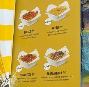 Fresco, Napoli and Puttanesca are the current vegan options they have  at 120 Grammi Spaghetti Takeaway in Naples