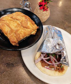 Spanakopita and gyro, so filling! at Cafe Emis in Kennett Square