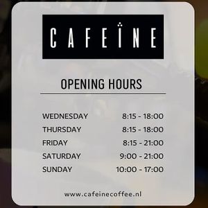 New hours as of 30 sept. 2022 at Cafeïne in Arnhem