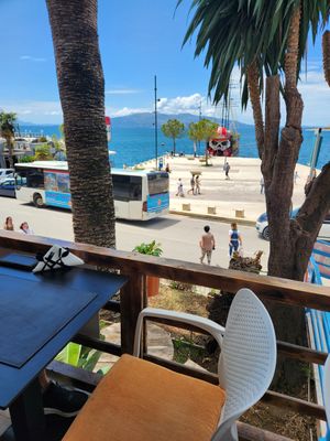View from the terrace at Italian Mattarello Pizzeria in Sarande