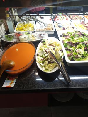 Gazpacho y ensaladaa at Wok del Tajo in Toledo