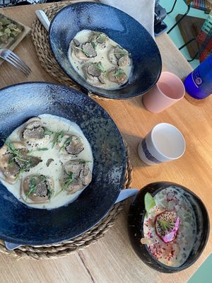 Pumpkin stuffed ravioli for main   at Mikasa Ibiza Boutique Hotel Restaurant in Ibiza