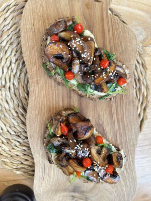 Mushroom & avocado on toast    at Mikasa Ibiza Boutique Hotel Restaurant in Ibiza