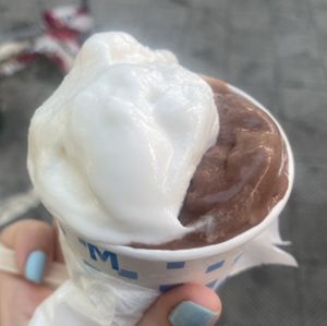 Chocolate soy and fior di latte soy/ cioccolato di soy e fior di latte di soya   at Gasperini Gelateria dal 1936 in Bari