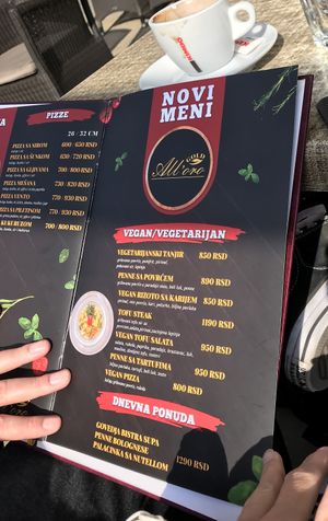 Vegan section / vegetarian section   at All'oro in Subotica