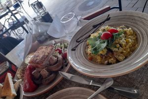 Tofu steak and curry risotto at All'oro in Subotica
